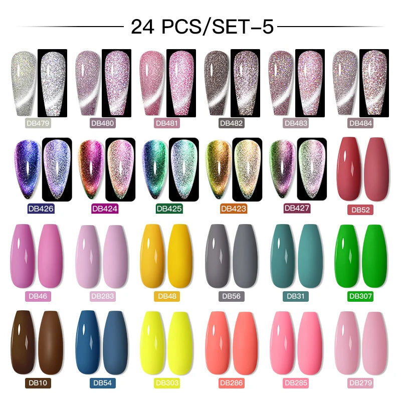Mtssii 20/40/60Pcs Nail Gel Polish Set Kit Nude Pink Glitter Nail Art UV Gel Manicure Set Vernis Semi Permanent Base Top Coat