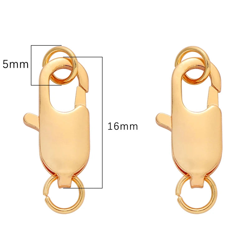 1/2 Set Copper 14K/18K Gold Plated Lobster Clasp With Open Jump Rings For Bracelet Necklace Chains Connectors DIY Jewelry Making