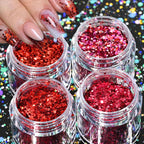 Holographic Glitter set 4 different shines Nail Sequins 10 grams each jar Holographic Cosmetic Festival Chunky Glitters Sequins
