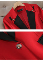 Fashion Red Black Beige Women Pant Suit 2 Piece Set Office Ladies Female Business Work Wear Formal Blazer Jacket And Trouser