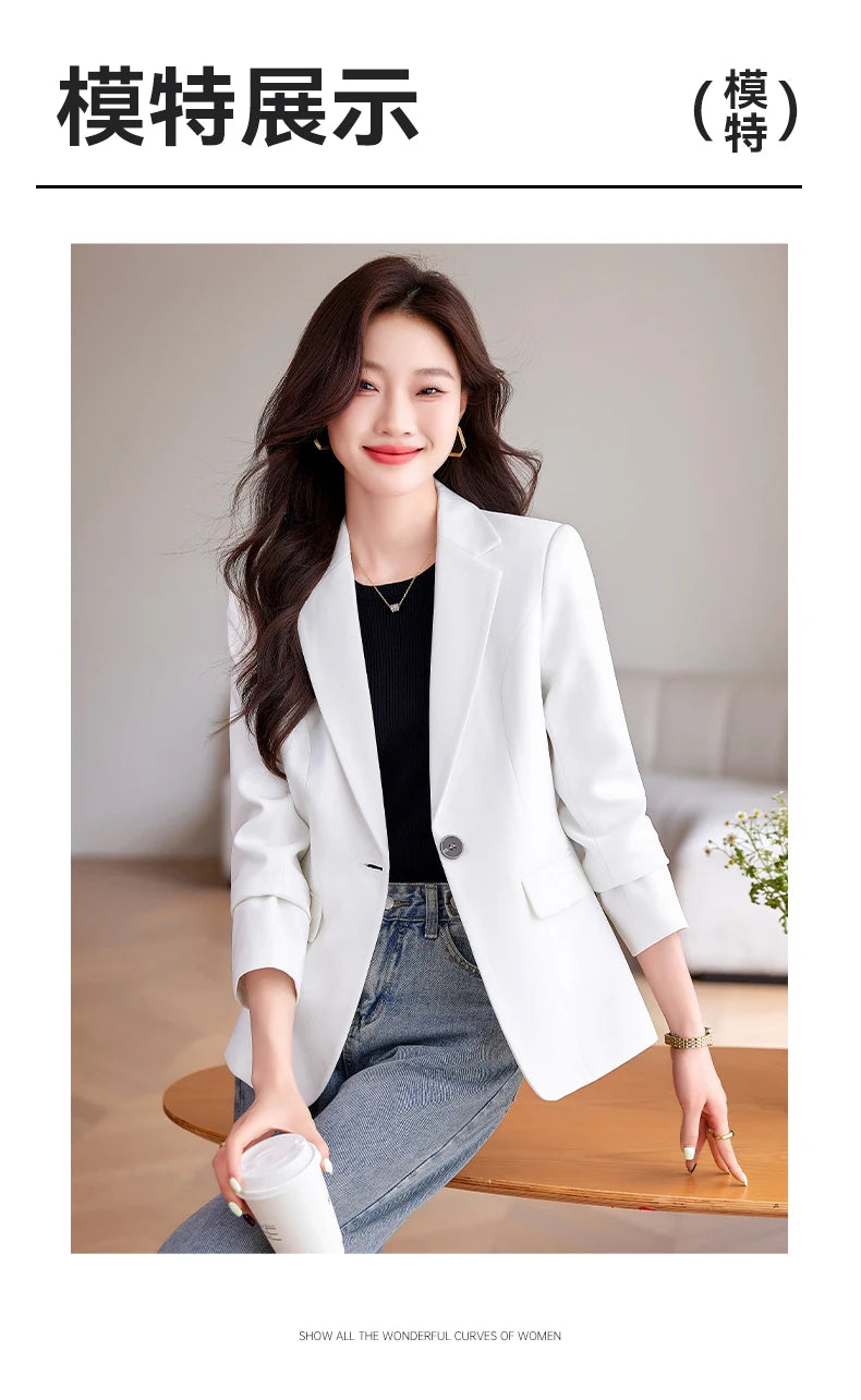 Bright Red Women's Suit Jacket, Stylish Fitted Coat, Black Asian-sized Young Girl Blazers. New 2026