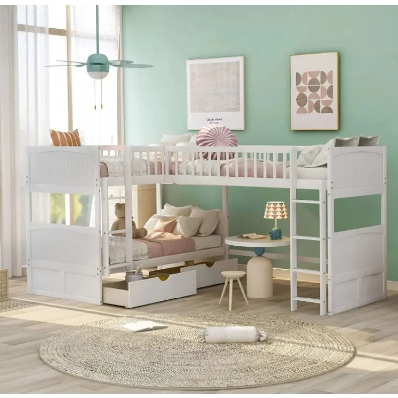-For Modern  Wood Storage Children Three Bunk Bed Triple Bunk Bed for Kids Bedroom Furniture Muebles De Dormitorio Bedroom Set&