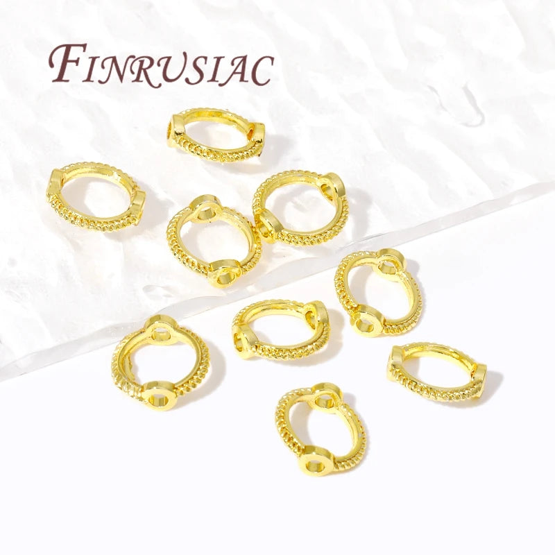 Multi Types 14K/18K Gold Plated Round Bead Frame,Brass Metal Circle Frame Connectors Spacers Beads,DIY Beading Jewelry Making