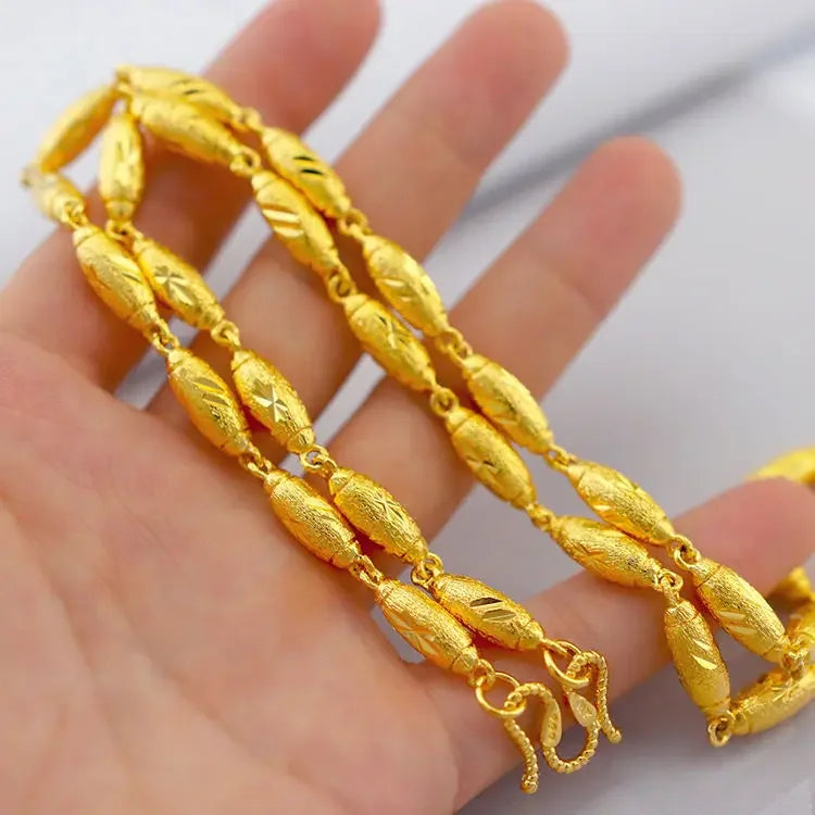 Plated 100% Pure 18K Gold Real Necklace Gold Necklace Domineering Fashion Trendy 24K 999 Men's Gold Necklace Pendant Gifts