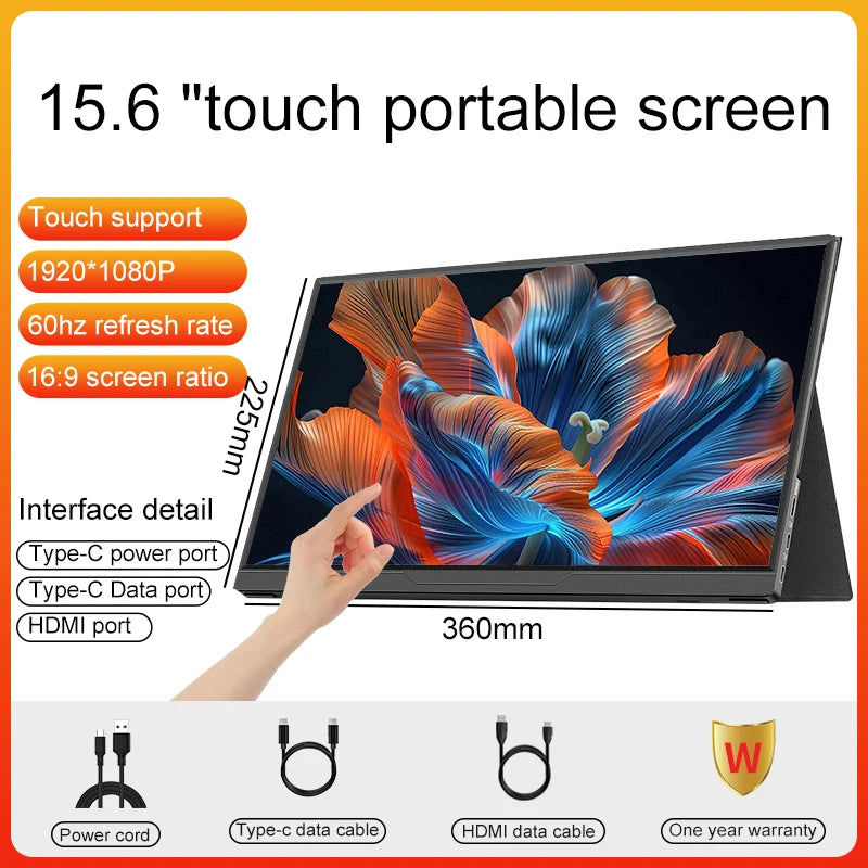 LANLIPU14`15.6`16 inch Portable Monitor FHD 1200P USB-C HDMI External Second Screen for Mac Laptop PC Switch Xbox PS4/5 Xbox