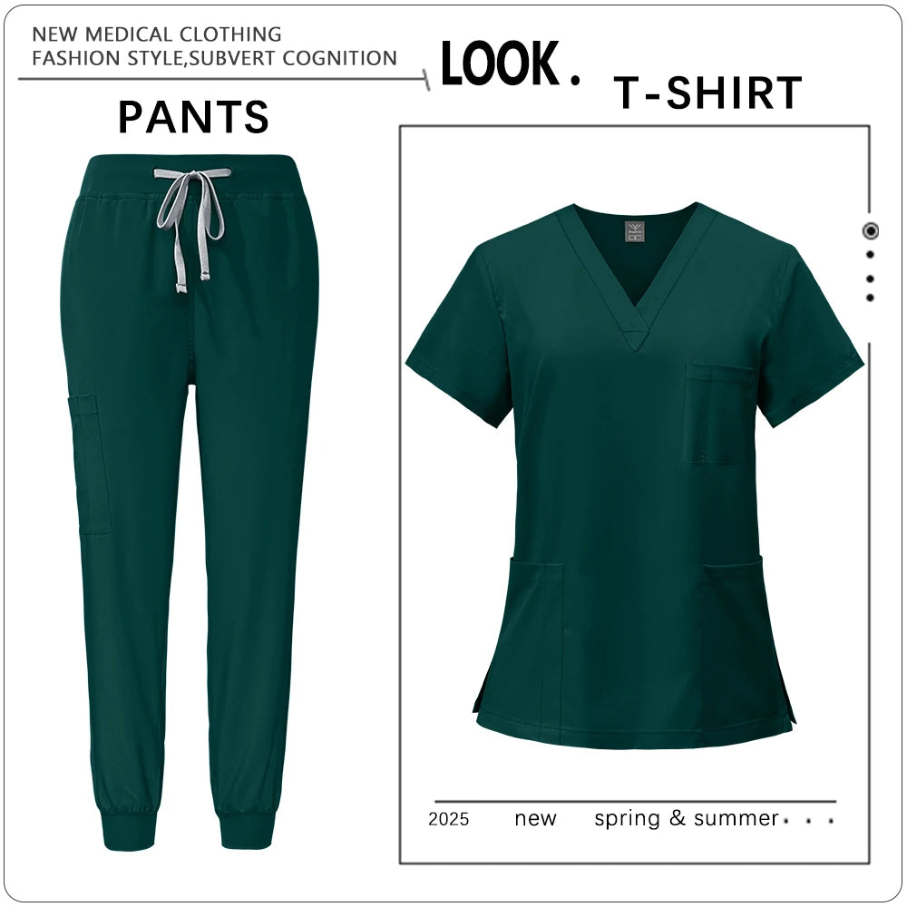 Hot Sale Clinic Workwear Unisex Medical Nurse Scrub Sy Salon Costume Doctor Nursing Top Pants