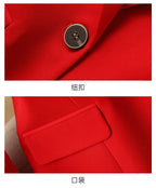 Bright Red Women's Suit Jacket, Stylish Fitted Coat, Black Asian-sized Young Girl Blazers. New 2026