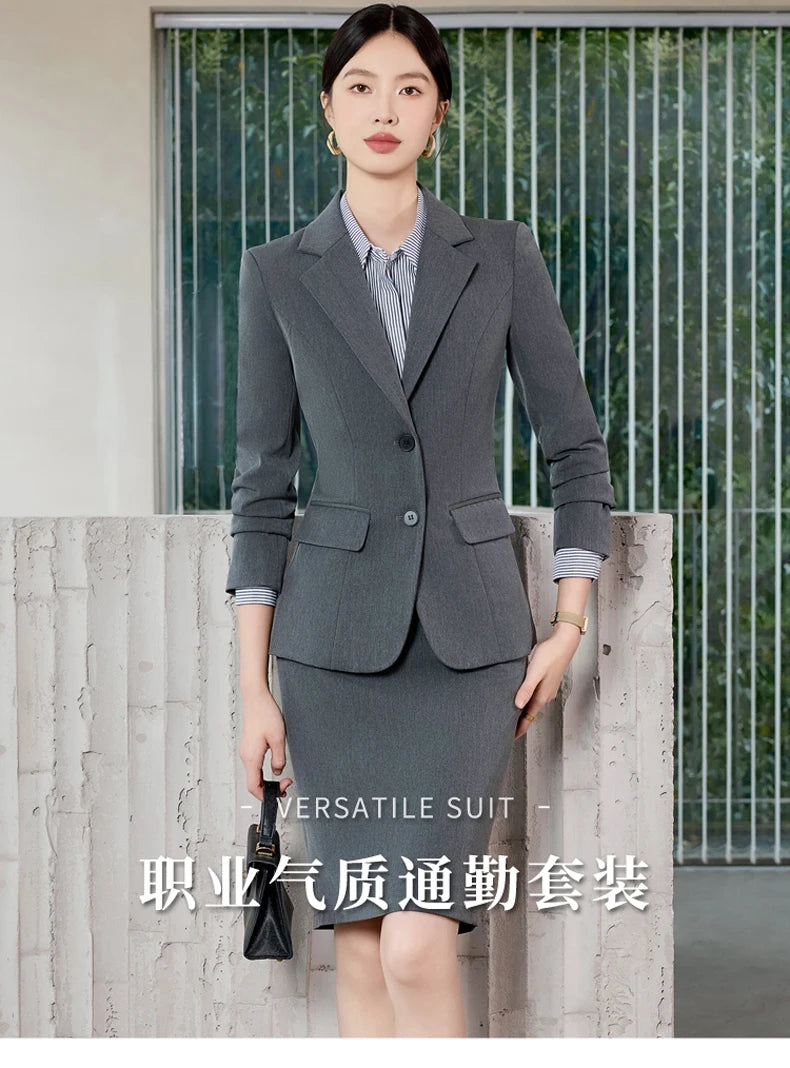 AIyssa Fashionable professional women's clothing, high-quality two-piece suit jacket + skirt. Sophisticated and elegant