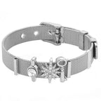 Fashion Stainless Steel For Woman Men Bracelet Mesh Bracelet Set Crystal Heart Anchor Charm Fine Bracelet Bangle Female Lover
