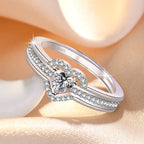 Hot 925 Sterling Silver Heart Ring Sparkle Zircon High Quality For Women Wedding Fine Jewelry Accessories Party Gift