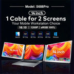Dual Screen Display Extended Portable Monitor FHD Notebook Sub Screen Triple Screen Extender Compatible with All PC Rospider