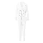 Women Two Pieces Pant Sets Formal Business Double Breasted Blazers Jacket Pants 2 Piece Set Elegant Ladies Suits Office Lady