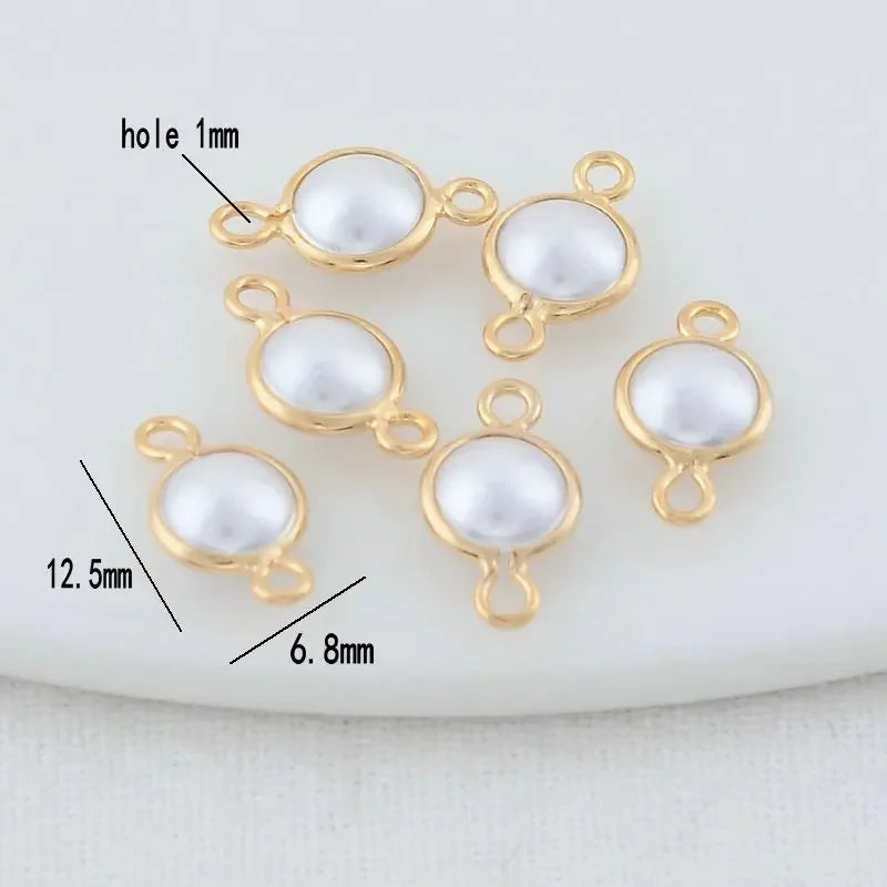 5mm 6mm 8mm 14k Gold Color Plated Brass Pearl Connector High Quality Diy Jewelry Accessories