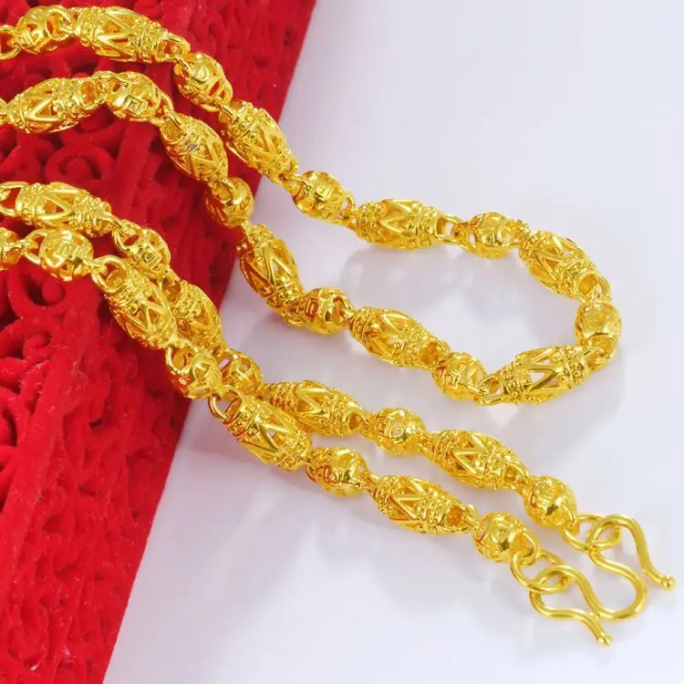 Plated Color 18K Gold Real Gold Necklace Gold Necklace Domineering Fashion Trendy 24K 999 Men's Gold Necklace Pendant Gifts
