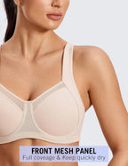 High Impact Sports Bras for Women High Support Unlined Underwire Racerback No Uniboob Workout Bra