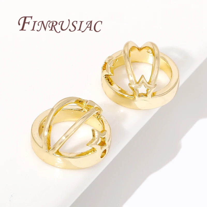 Multi Types 14K/18K Gold Plated Round Bead Frame,Brass Metal Circle Frame Connectors Spacers Beads,DIY Beading Jewelry Making