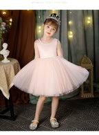 2-10 Years Girls Princess Dress Summer Tulle Big Bow Girls Wedding Dress Piano Performance Costume Host Costume New Kids Clothes