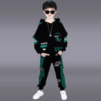2025 autumn winter children Boy Clothes Teenager tracksuit letters Hooded Top Shirts Sweatshirt + Ankle-tie Pant 8 10 11 12 year
