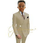 Boys Suit Fashion Wedding Tuxedos 2-piece Set Pointed Collar Jacket Double Breasted Blazer Pants for Party