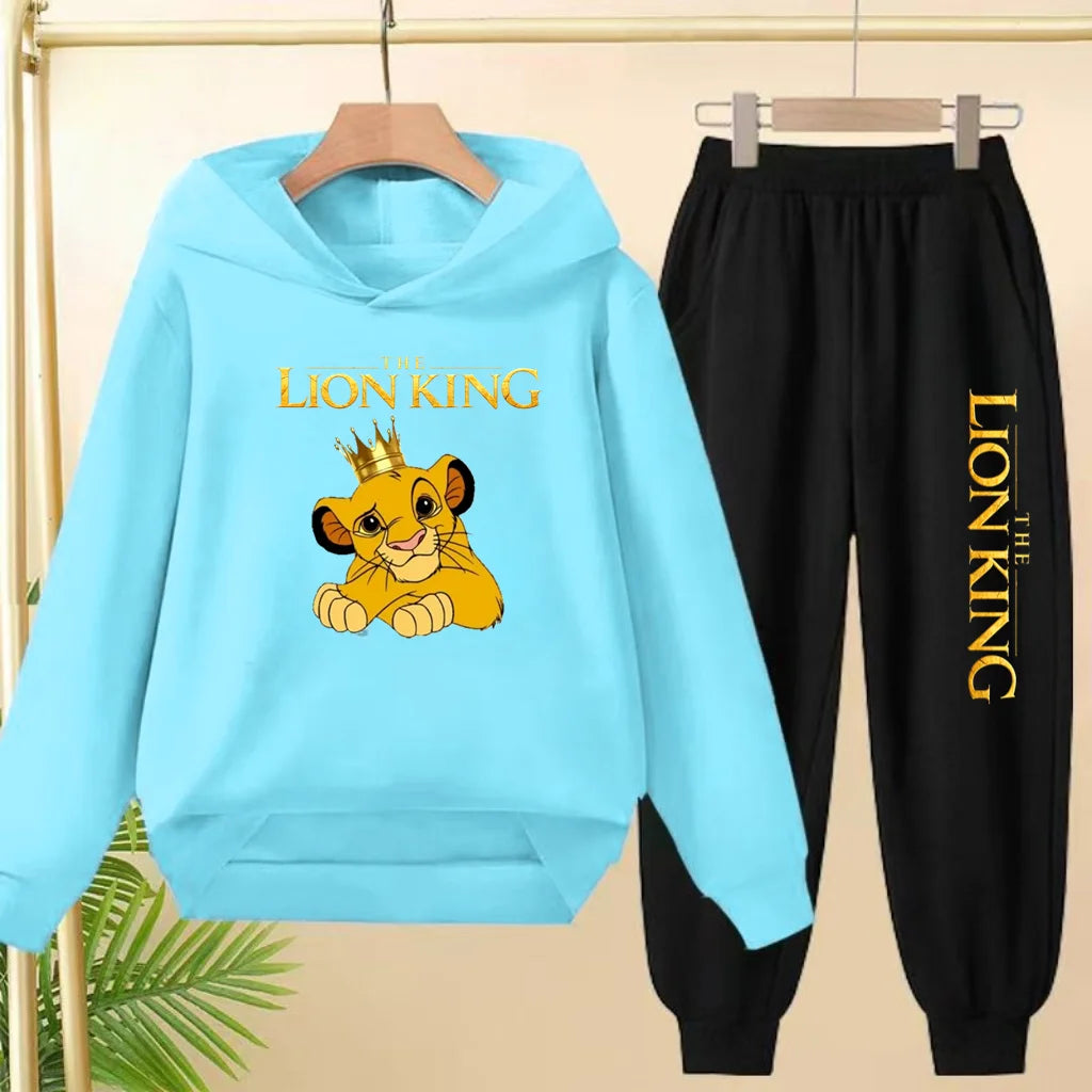 Kids Hoodie Girls Boys Clothing Lion Simba Hoodies Autumn Winter Top+Pants Aged 3 to 14 Children's Suit Tracksuit Sportwear Sets