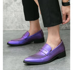 Wedding Leather Shoes For Men Classic Casual Business Shoes Male Green Loafers Social Party Purple Leather Oxford Shoes Man