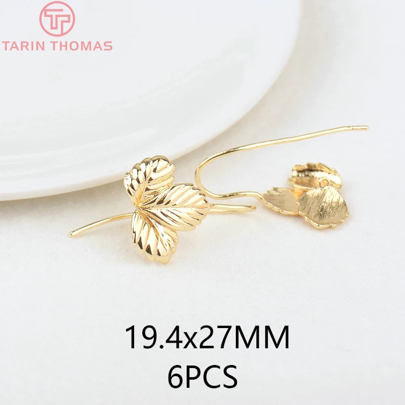 (1941) 20MM 24K Gold Color Plated Carved Earring Hook Jewerly Making Diy Jewelry Findings Accessories