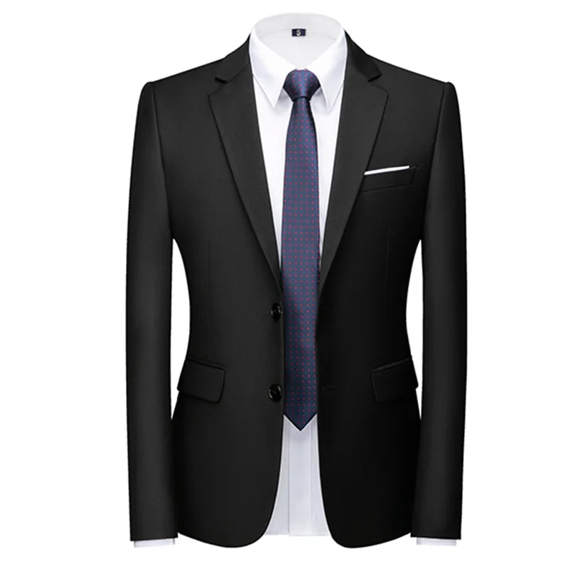 New Men Pure Color Formal Business Social Office Suit Slim Fit Jacket Male Wedding Dance Party Tuxedo Dress Simple Blazers Homme