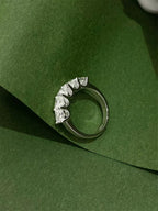 14K real gold laboratory grown diamond princess-shaped 5-stone row ring platinum engagement diamond ring fine jewelry