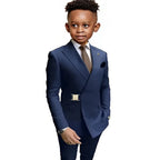 Boys Suit Fashion Wedding Tuxedos 2-piece Set Pointed Collar Jacket Double Breasted Blazer Pants for Party