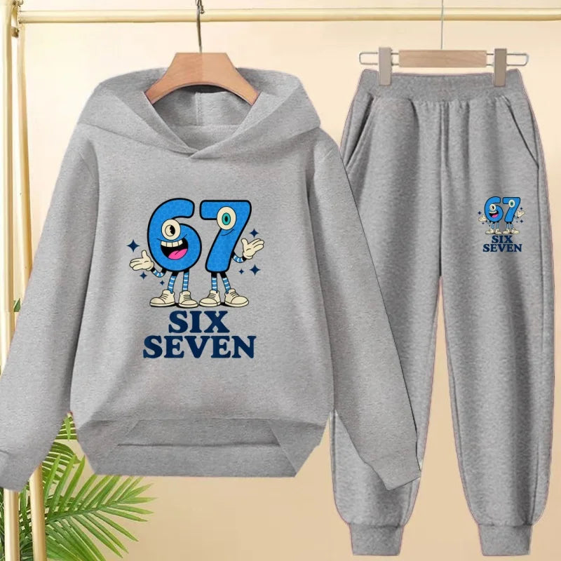 Kids Leisure Clothes Boy Girls Spring Hoodie 67 six seven Print Graphic Children Clothing 3 To 12 Age Comfortable Sportswear Set