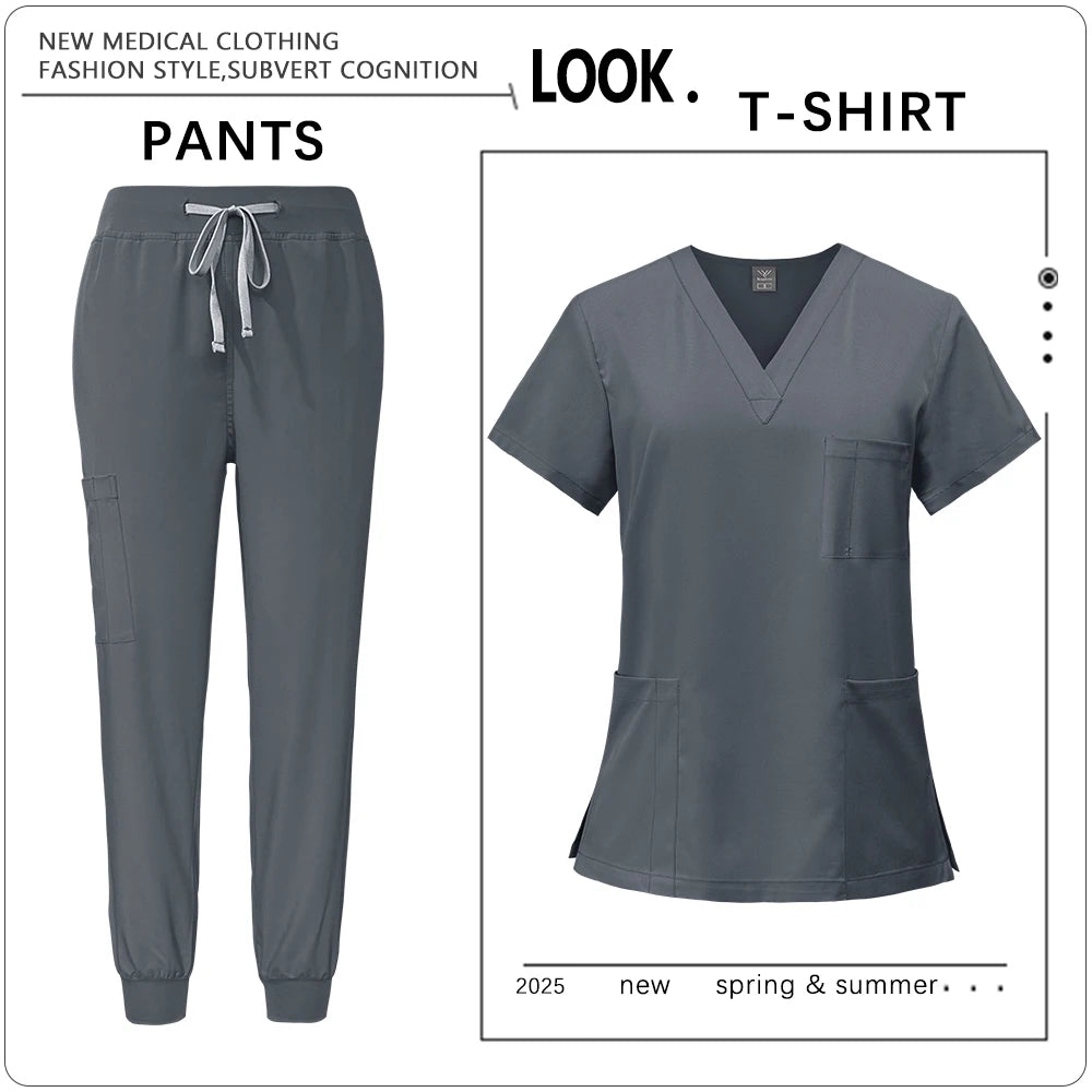 Hot Sale Clinic Workwear Unisex Medical Nurse Scrub Sy Salon Costume Doctor Nursing Top Pants