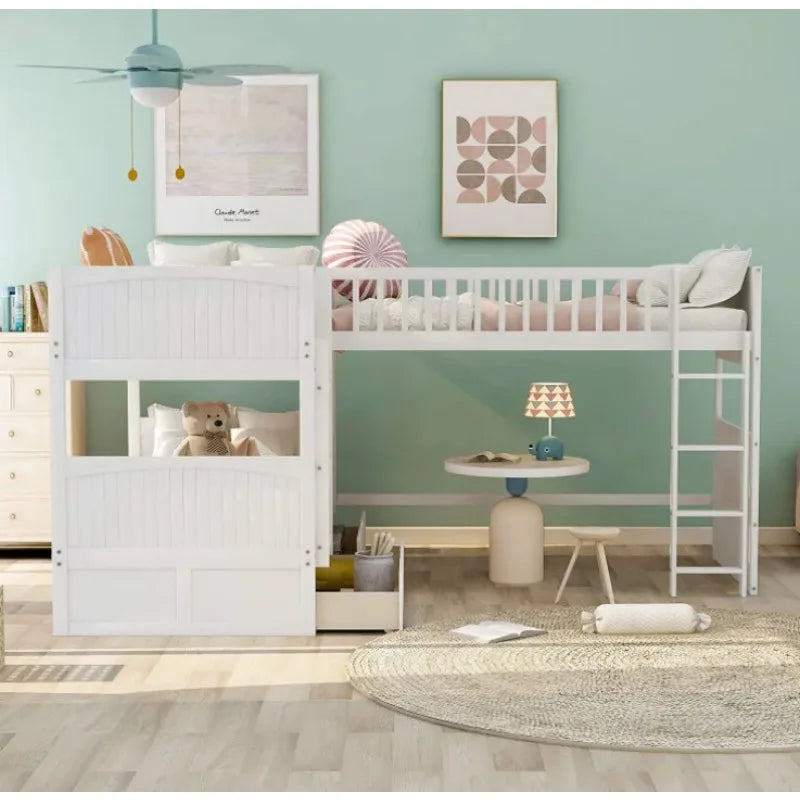 -For Modern  Wood Storage Children Three Bunk Bed Triple Bunk Bed for Kids Bedroom Furniture Muebles De Dormitorio Bedroom Set&