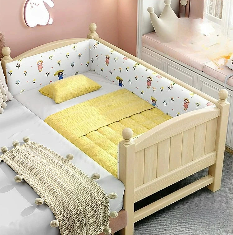 Customizable Splicing Bed Wide Bedside Artifact Baby Flat Bed Adjustable Solid Wood Children's Crib for Boys and Girls