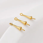 Gold Plated Brass Long Eye Pin Peg Bail with 6mm Bead Cap and Peg Pendant Bail,For Half Drilled Pearls,Earring Jewelry Making