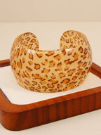 Sexy Leopard Print Resin Cuff Bangles Exaggerated Design Resin Material Leopard Print Bracelets Couple Style Wide Open