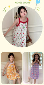 Girls Dress for Teens 11 12 to 13 Years Blue Floral Dress Summer Kids Clothes Casual Sleeveless Children's Dresses 140 150 160cm