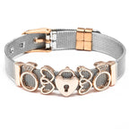 Fashion Stainless Steel For Woman Men Bracelet Mesh Bracelet Set Crystal Heart Anchor Charm Fine Bracelet Bangle Female Lover
