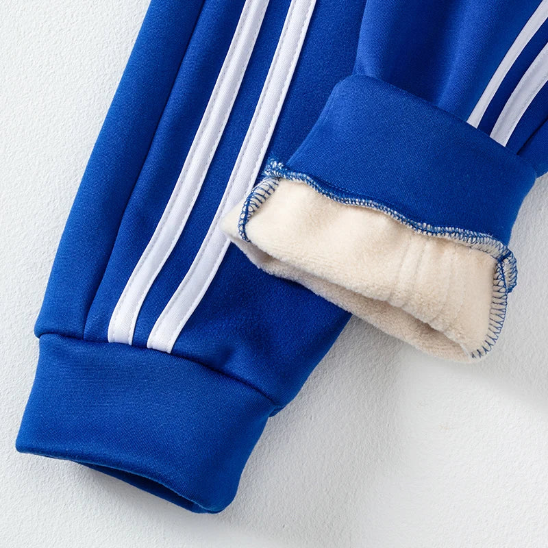 1/3 Piece Set Autumn And Winter Children's Mmulti-color Sports Thick Sweatpants For Boys And Girls With Plush Warm Casual Pants