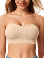 Push Up Strapless Bras For Women Supportive Bandeau Bra Non Slip No Underwire Padded Tube Tops Comfort Soft Wireless Daily Bras