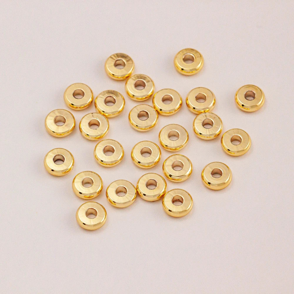 Round Ring Beads 14K Gold Color Plated Pendant Necklace Bracelet Earring Accessories DIY Handmade Jewelry Components 20pcs