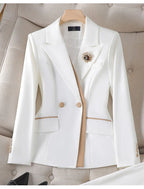 Women's Winter Retro Casual Irregular Suit Jacket Half Skirt Set Commuting Solid Double Breasted Suit Half Skirt Two-piece Set