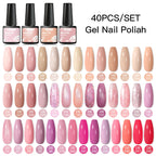 Mtssii 20/40/60Pcs Nail Gel Polish Set Kit Nude Pink Glitter Nail Art UV Gel Manicure Set Vernis Semi Permanent Base Top Coat