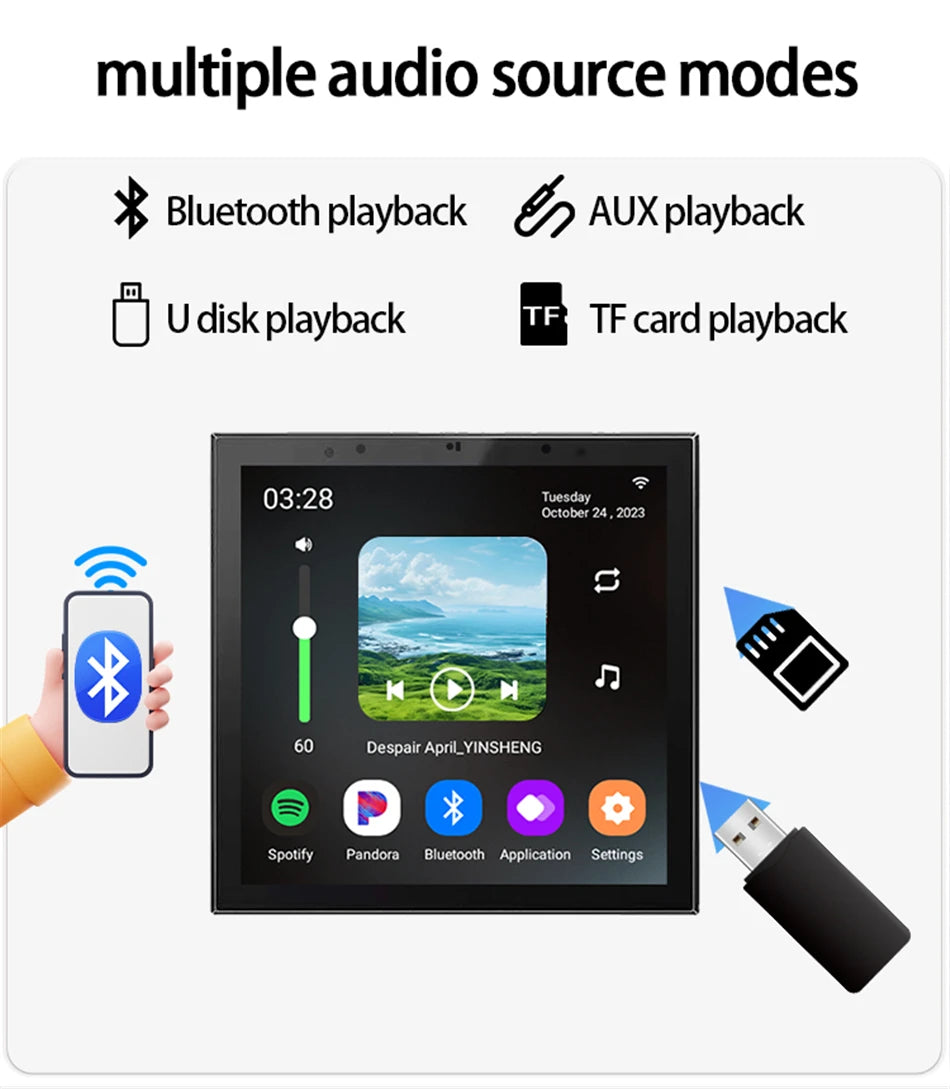 Smart Home Touch Screen 4inch WIFI Android11 bluetooths audio in Wall Amplifier Control Background Music Ceiling Speakers system