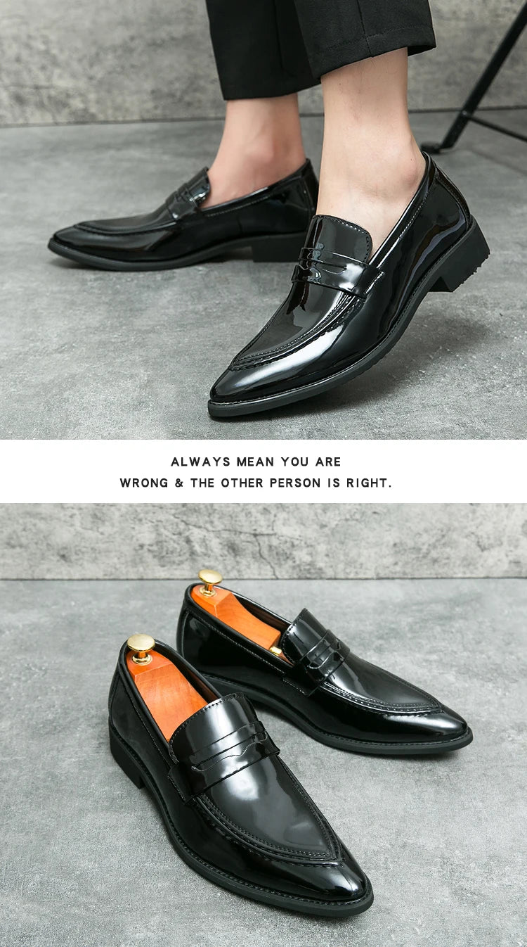 Wedding Leather Shoes For Men Classic Casual Business Shoes Male Green Loafers Social Party Purple Leather Oxford Shoes Man