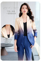 HIGH STREET Newest Fashion 2024 Designer Suit Set Women's Gradient Color Printed Single Button Blazer Flare Pants Suit