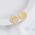 Titanium Steel Vacuum Plated 14K Real Gold Stars Moon Sun Circular Plate Charms Pendant DIY Jewelry Pendant