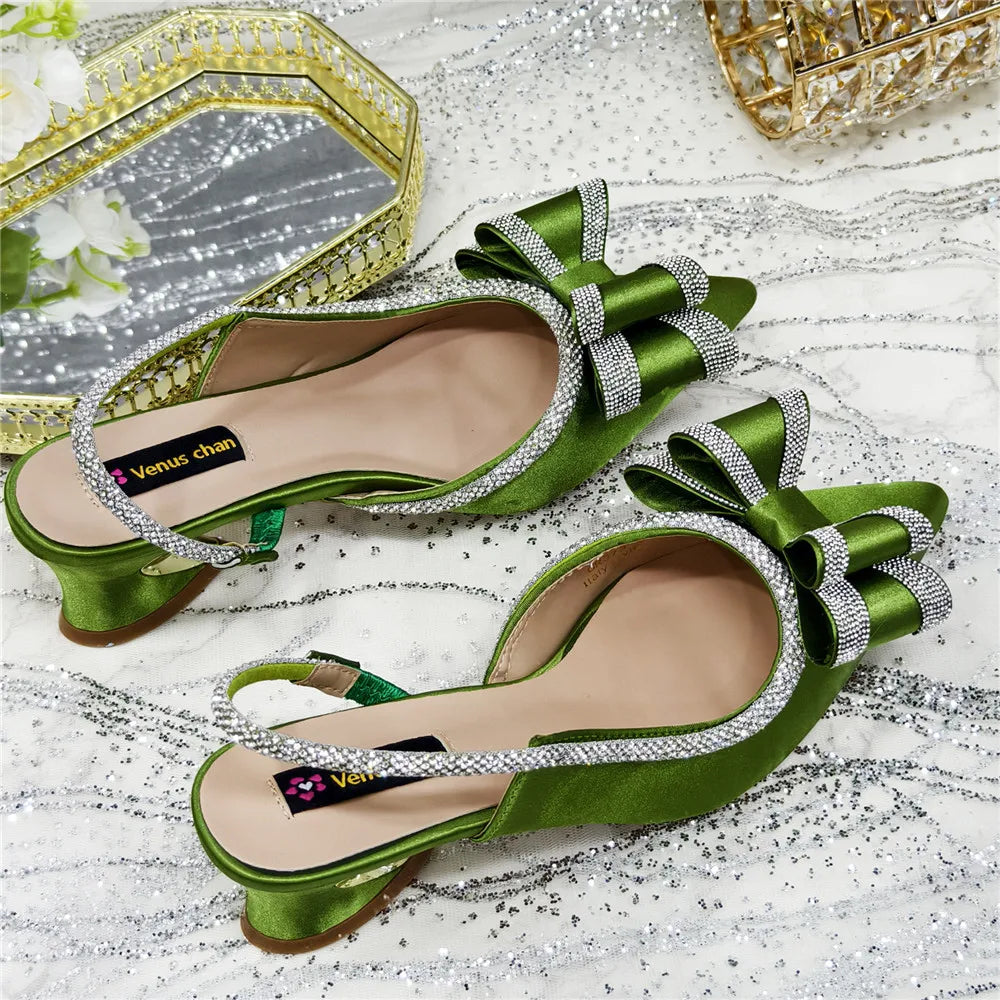 New Arrival Elegant African Party High-heeled Shoes Chain Decoration Trendy Women's Sandals Nigerian Women Wedding Pumps