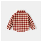 Spring Autumn Kids Plaid Long Sleeve Shirt Korean Style Boys Girls Loose Oversized Top Light Outerwear Casual Children Blouse
