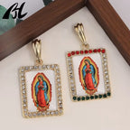 14k Gold Plated Our Lady of Guadalupe Pendant Catholic Religious Virgen De Guadalupe Oro Cadena Medalla Jewelry