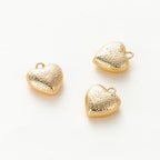 4pcs/lot 14K 18K Gold Plated Heart Charm with Jump Ring Necklace Making Supplies Solid Love Pendant For DIY Jewelry Accessories
